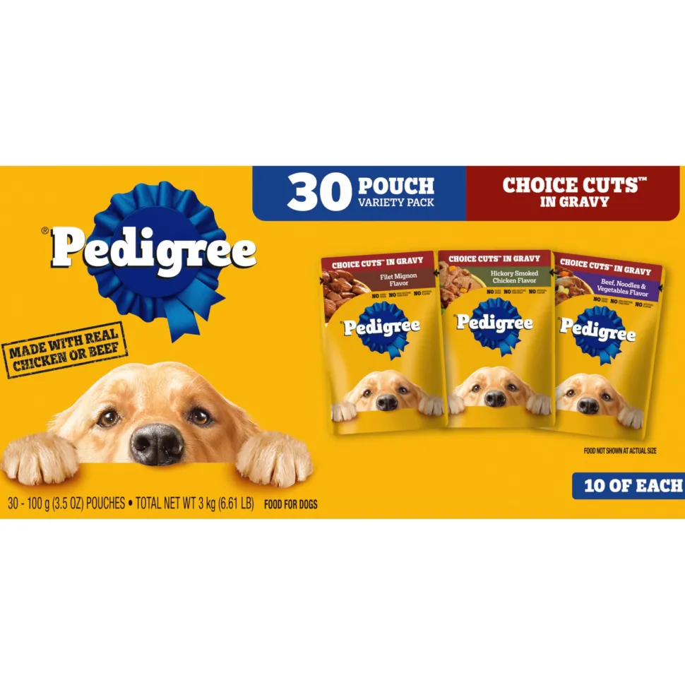 Pedigree Pouch Chicken Morsels with Beef Cuts in Gravy Multi-Pack Canned Dog Food - 3.5 oz - Case of 8