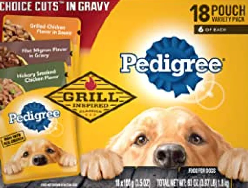 Pedigree Pouch Grill Inspired Classics Multi-Pack Wet Dog Food - 3.5 oz - Case of 18