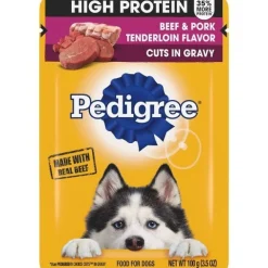 Pedigree Pouch High Protein Beef and Pork Wet Dog Food - 3.5 oz - Case of 16