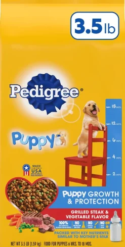 Pedigree Puppy Growth and Protection Complete Steak and Vegetables Dry Dog Food - 3.5 lb Bag