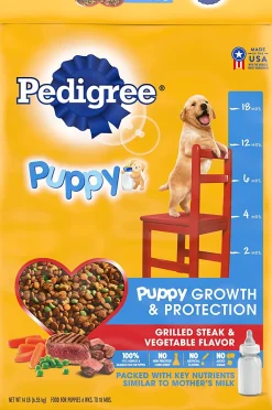 Pedigree Puppy Growth and Protection Complete Steak and Vegetables Dry Dog Food - 16.3 lb Bag