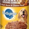 Pedigree Traditional Ground Dinner with Chunky Beef, Bacon & Cheese Canned Dog Food - 13.2 oz - Case of 12