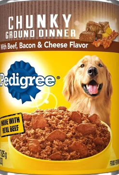 Pedigree Traditional Ground Dinner Beef, Bacon and Cheese Canned Dog Food - 22 oz - Case of 12