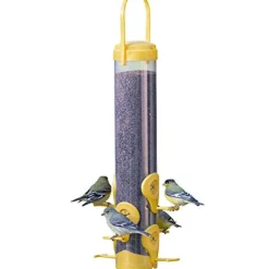 Perky-Pet Classic Plastic Finch Tubed Wild Bird Feeder - Yellow - 1 Lb Cap