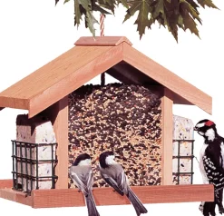 Perky-Pet Deluxe Chalet Wooden Hopper Wild Bird Feeder - Cedar - 5 Lbs Cap
