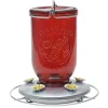 Perky-Pet Mason Jar Glass Hummingbird Feeder - Red - 32 Oz Cap