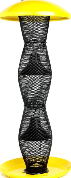 Perky-Pet Mesh Finch Pinch Tube Wild Bird Feeder - Yellow - 2 Lbs Cap