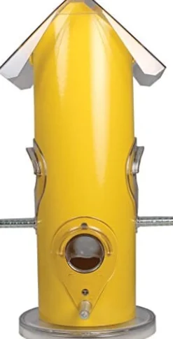 Perky-Pet Metal Tube Wild Bird Tubed Wild Bird Feeder - Yellow - 12 Oz Cap