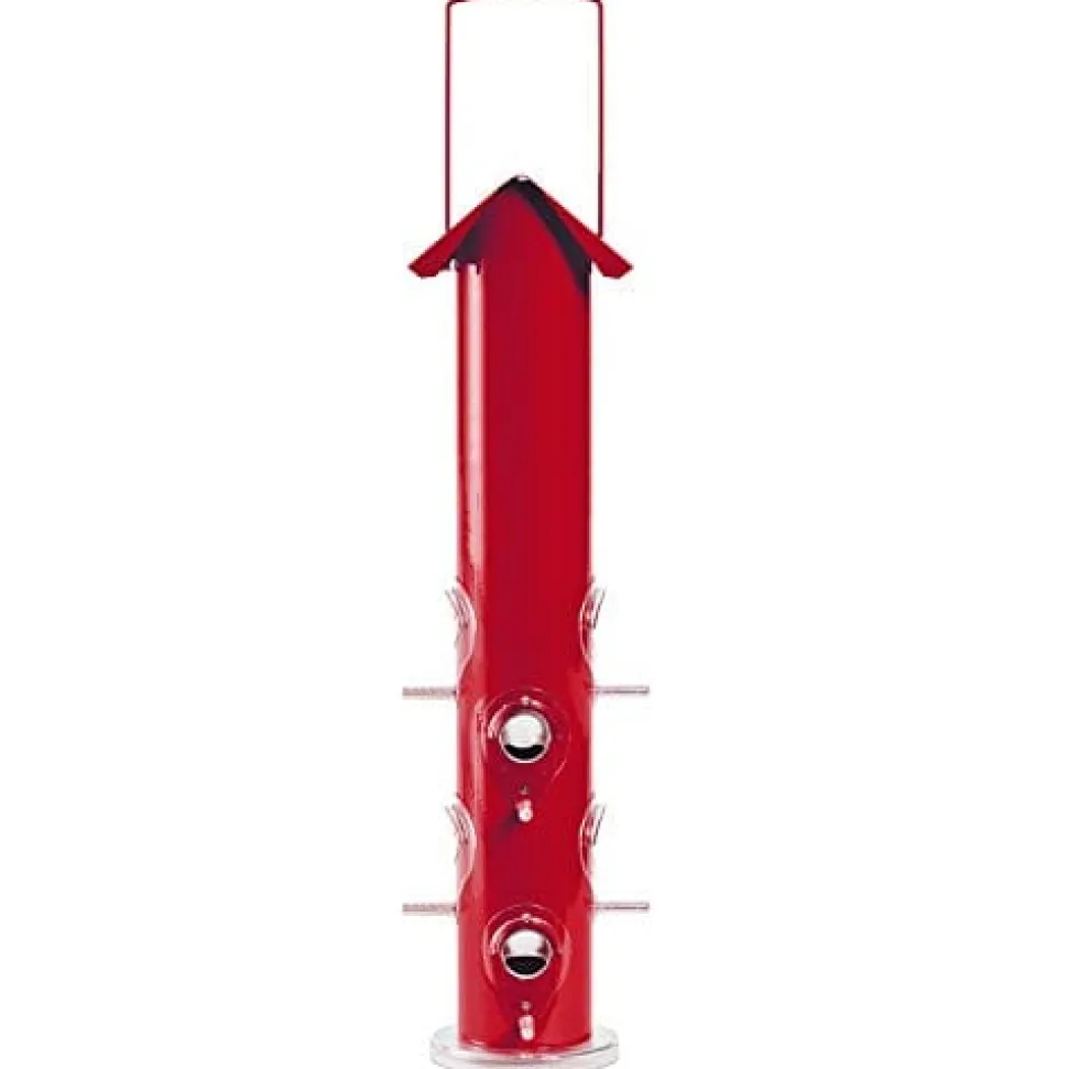 Perky-Pet Metal Tube Wild Bird Tubed Wild Bird Feeder - Red - 1.5 Lbs Cap