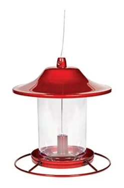 Perky-Pet Panorama Plastic Bird Tubed Wild Bird Feeder - Red - 2 Lbs Cap