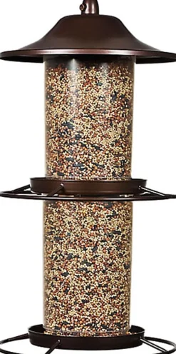 Perky-Pet Panorama Plastic Bird Tubed Wild Bird Feeder - Brown - 4.5 Lbs Cap