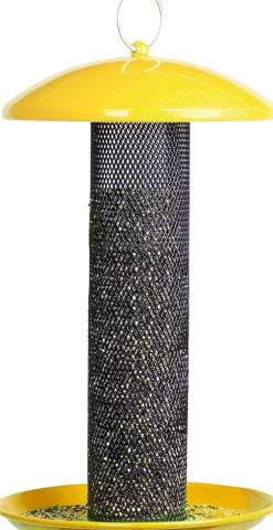 Perky-Pet Shorty Finch Tube Wild Bird Feeder - Yellow - .7 Lbs Cap