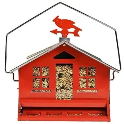 Perky-Pet Squirrel-Be-Gone II Metal and Squirrel-proof Wild Bird Feeder - Red - 8 Lbs Cap