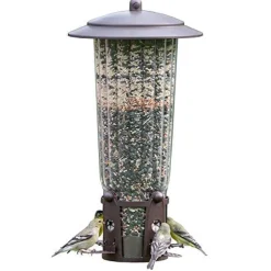 Perky-Pet Squirrel-Be-Gone Max Wild Bird Tubed Wild Bird Feeder - Bronze - 4 Lbs Cap