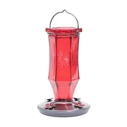Perky-Pet Starburst Glass Vintage Hummingbird Feeder - Red - 16 Oz Cap - 2 Pack