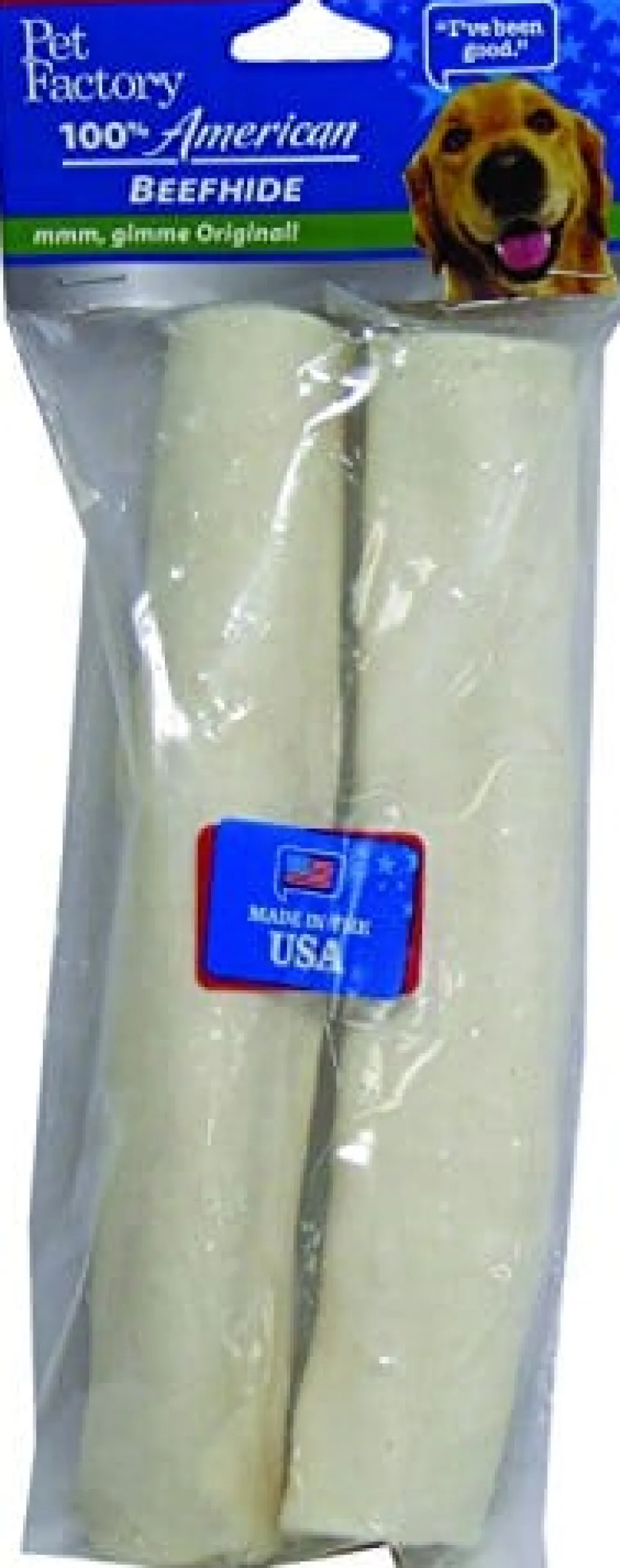 Pet Factory 100% Made In USA Beefhide Rolls Natural Dog Chews - Natural - 8 In - 2 Pack