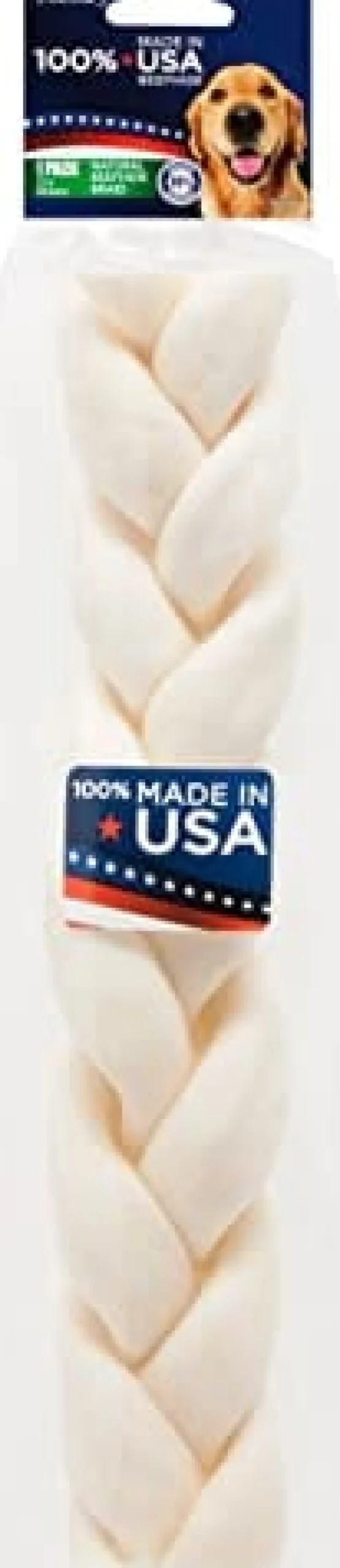 Pet Factory 100% Made In USA Beefhide Braids Natural Dog Chews - Natural - 12 In
