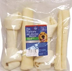 Pet Factory 100% Made In USA Beefhide Bones & Rolls Natural Dog Chews - Natural - 6 In - 4 Pack