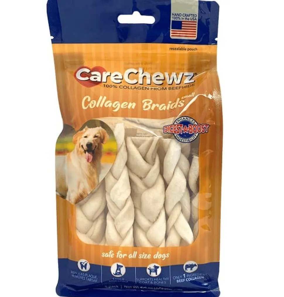 Pet Factory Carechewzâ® Collagen Braids Natural Dog Chews - Natural - 4.4 Oz - 5 Pack