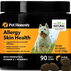 Pet Honesty Allergy Skin and Coat with Omega-3 Fish Oil Salmon Chewy Dog Supplements - 90 Count - 9.5 Oz