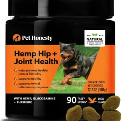 Pet Honesty Hemp Oil and Powder Hip and Joint Duck Chewy Dog Supplement - 90 Count - 12.7 Oz