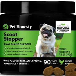 Pet Honesty Scoot Stopper Digestive Anal Gland Support Chicken Chewy Dog Supplements - 90 Count- 9.5 Oz
