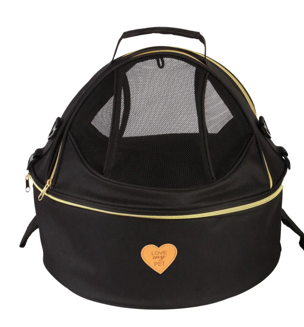 Pet Life ® 'Air-Venture' Dual-Zip Airline Approved Panoramic Circular Travel Pet Dog Carrier