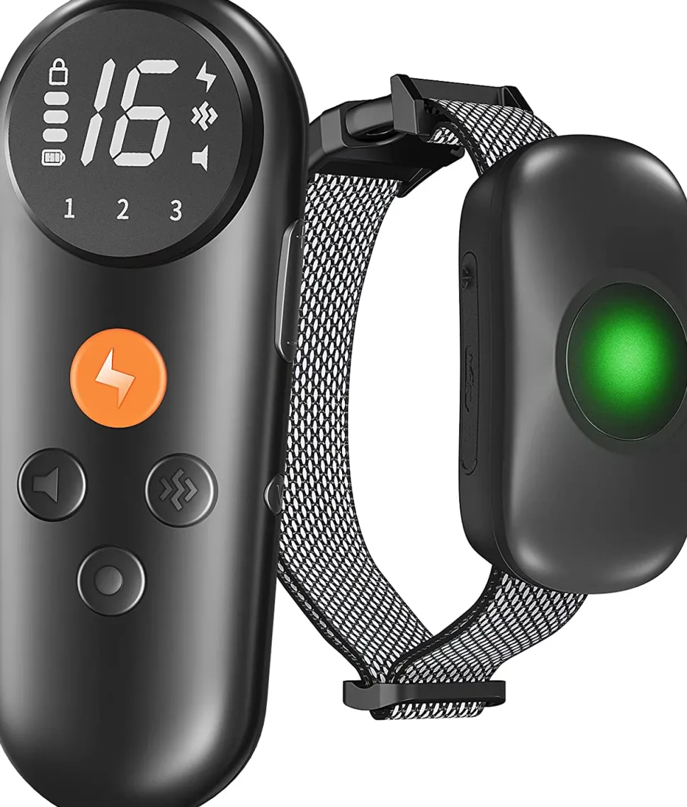 Pet Life ® Ellipse LED 1-to-3 Dog 550-Yard Range 16-Level Vibration Sound and Stimulation Training Dog Collar