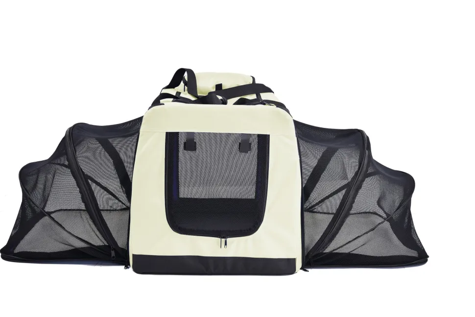 Pet Life ® 'Hounda Accordion' Metal Framed Soft-Folding Collapsible Dual-Sided Expandable Pet Dog Crate