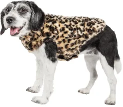 Pet Life ® Luxe 'Poocheetah' Cheetah-Spotted Designer Mink Fur Dog Coat