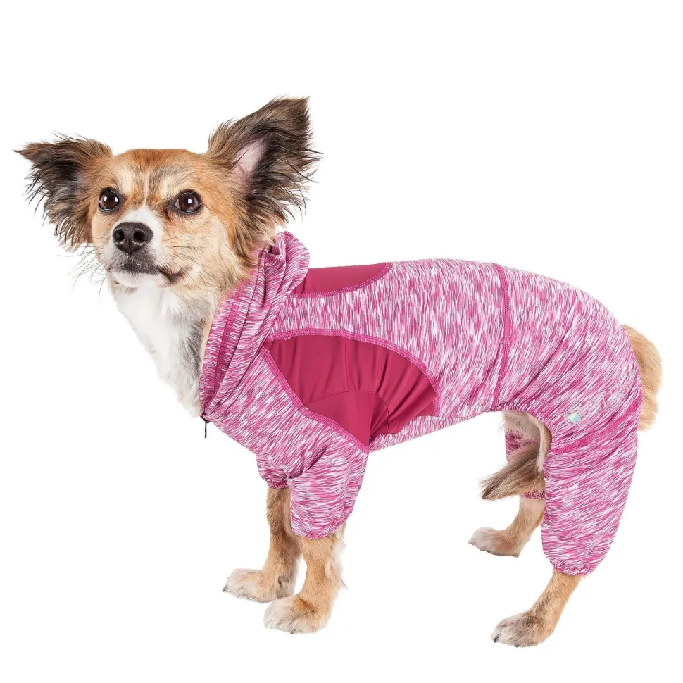 Pet Life ® Active 'Downward Dog' 4-Way-Stretch Fitness Yoga Dog Tracksuit Hoodie