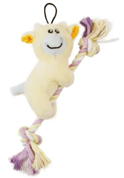 Pet Life ® 'Broom-Lick' Plush and Jute Rope Squeaking Newborn Cat and Dog Toy