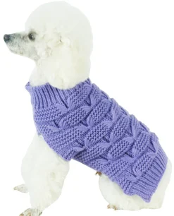 Pet Life ® Butterfly Stitched Heavy Cable Knitted Fashion Turtle Neck Dog Sweater