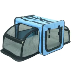 Pet Life ® 'Capacious' Dual-Sided Expandable Spacious Wire Folding Collapsible Lightweight Pet Dog Crate Carrier House