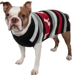 Pet Life ® Dog Patterned Fashion Striped Ribbed Turtle Neck Dog Sweater