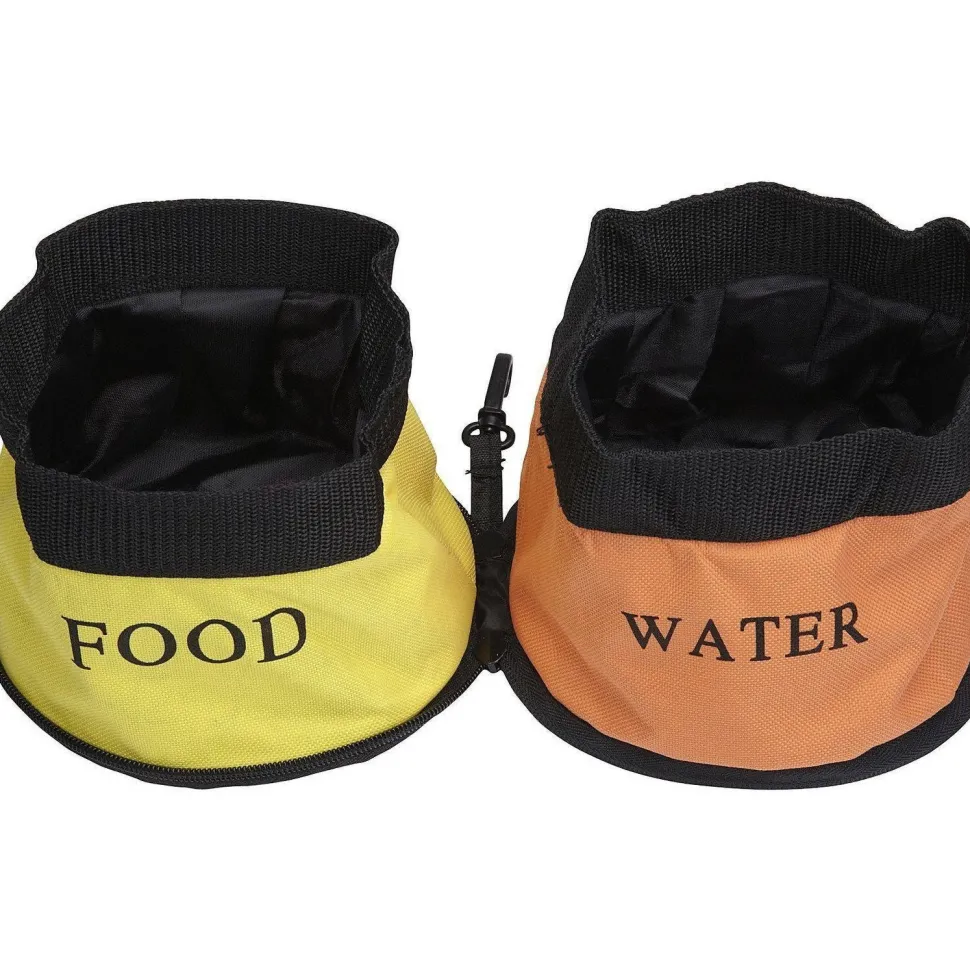 Pet Life ® 'Dual Folding' Food and Water Collapsible Pet Travel Cat and Dog Bowl