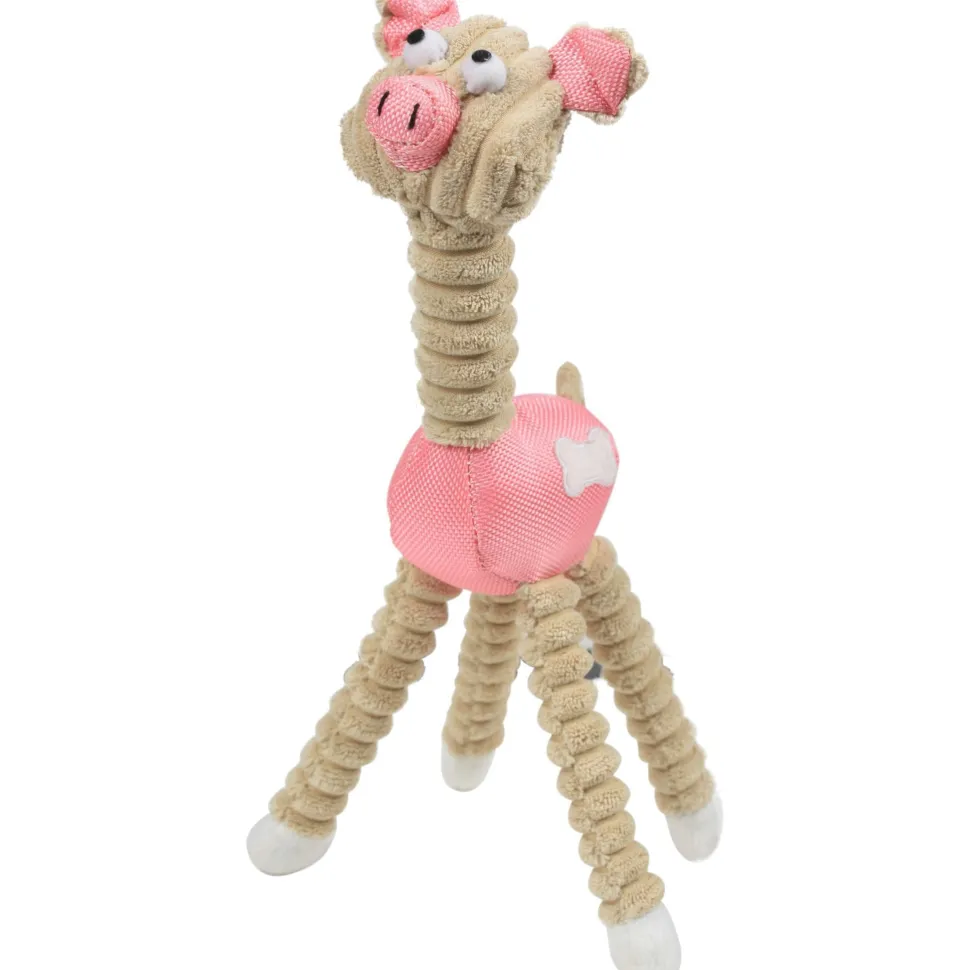 Pet Life ® 'Giraffe Cow' All Natural Recyclable Jute Rope and Squeak Chew Pet Dog Toy