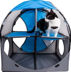 Pet Life ® 'Kitty-Play' Collapsible Travel Interactive Kitty Cat Tree Maze House Lounger Tunnel Lounge