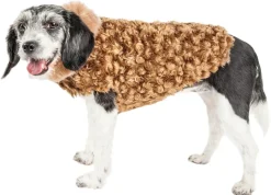 Pet Life ® Luxe 'Furpaw' Shaggy Elegant Fashion Designer Fur Dog Coat