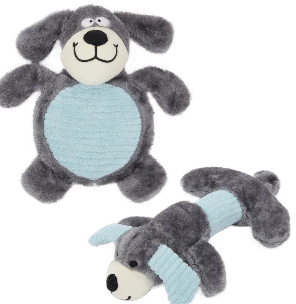 Pet Life ® 2-piece Dual Squeaker and Plush Animal Dog Toy Set