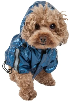 Pet Life ® 'Reflecta-Sport' Multi-Adjustable Reflective Weather-Proof Dog Raincoat w/ Removable Hood