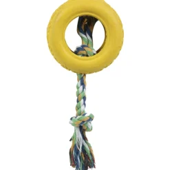 Pet Life ® Rubberized Chew Jute Rope and Tire Pet Dog Toy