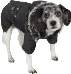 Pet Life ® 'Ruff-Choppered' Denim Fashioned Wool Dog Coat Jacket