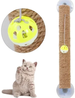 Pet Life ® 'Stick N' Claw' Sisal Rope and Toy Suction Cup Stick Shaped Cat Scratcher