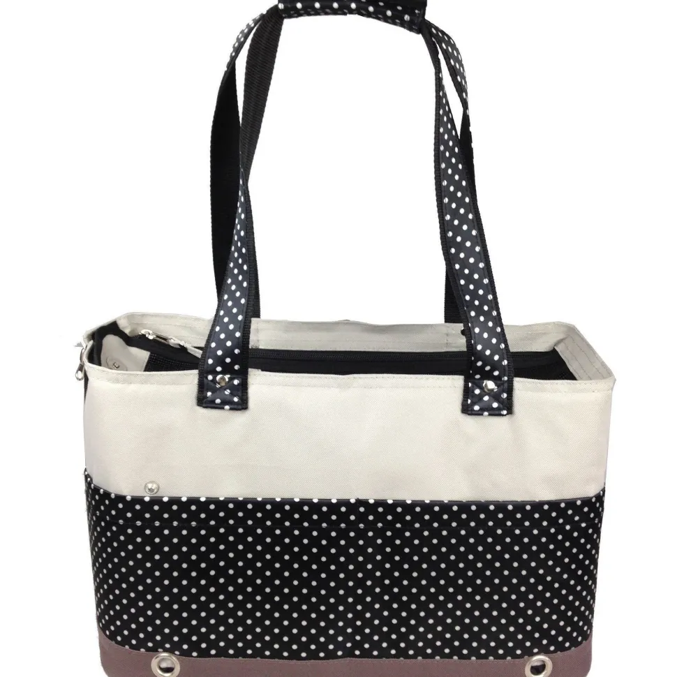 Pet Life ® 'Tote n' Boater' Trendy Spotted Designer Fashion Travel Pet Dog Carrier