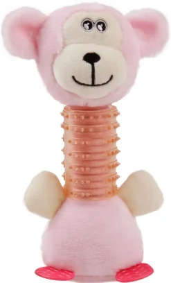 Pet Life ® Totty-Chew' Plush and Rubber Squeaking Newborn Teething Cat and Dog Toy