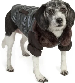 Pet Life ® Track-Collared' Metallic Ultra Fur 3M Insulated Pet Dog Jacket