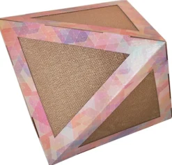 Pet Life ® 'Triangular Puzzle' Designer Premium Quality Kitty Cat Scratcher Lounge Toy and House with Catnip