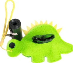 Pet Life ®Fleece Dinosaur Shaped Travel Waste Bag Dispenser with 2 Rolls