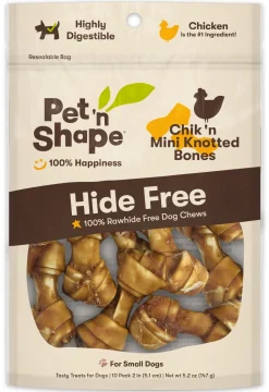 Pet 'N Shape Chik 'N Mini Knotted Bones Hide-Free Dog Treat - 10 Count